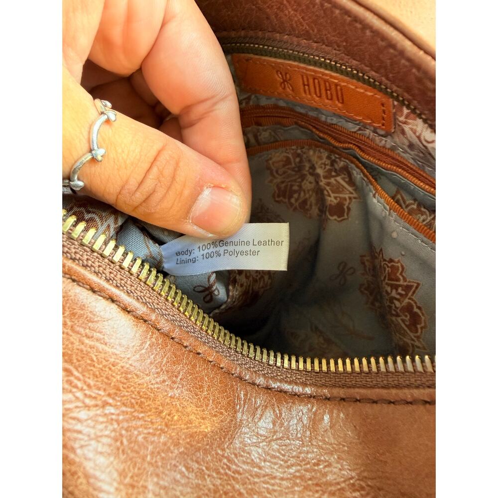 HOBO Genuine Leather Crossbody Bag Brown Vintage Style Multi Pocket Purse - Picture 9 of 16